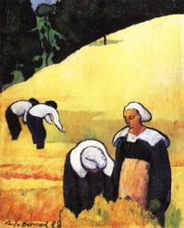 Emile Bernard The Harvest(Breton Landscape) Spain oil painting art